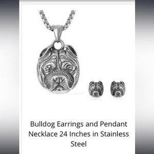 New Bulldog Necklace & Earrings Set
